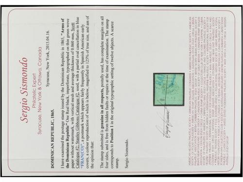 ° REPUBLICA DOMINICANA. Sc. 2. 1865. 1 real negro s. verde, 