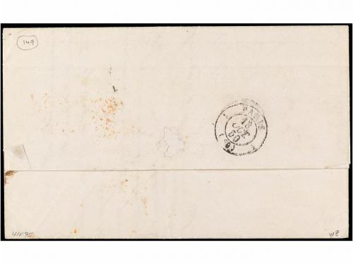 ✉ ARGENTINA. 1850. BUENOS AYRES a PARÍS. Carta completa, mar