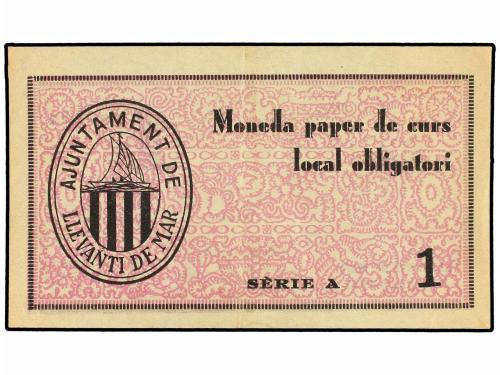 CATALUNYA. 1 Pesseta. Novembre 1937. Aj. de LLEVANTÍ DE MAR.