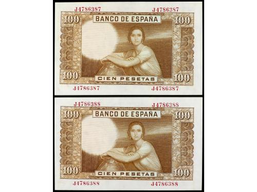 ESTADO ESPAÑOL. Lote 2 billetes 100 Pesetas. 7 abril 1953. R
