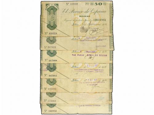 GUERRA CIVIL, ZONA REPUBLICANA. Lote 7 billetes 50 Pesetas. 