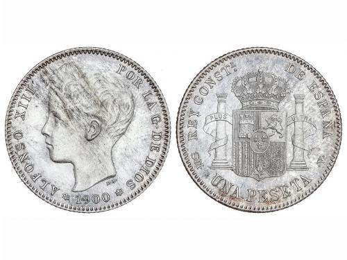 ALFONSO XIII. Lote 2 monedas 1 Peseta. 1896 (*18-96) y 1900 