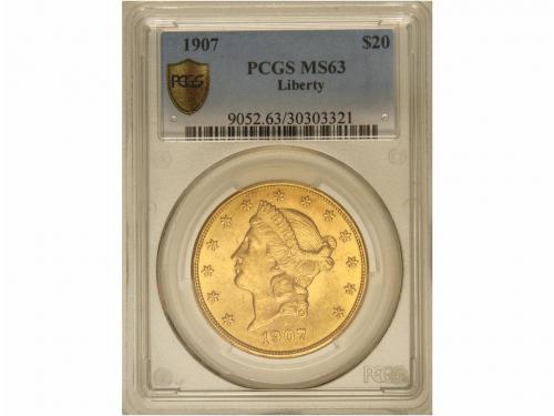 ESTADOS UNIDOS. 20 Dólares. 1907. AU. Tipo Liberty. Encapsul
