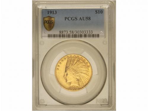 ESTADOS UNIDOS. 10 Dólares. 1913. AU. Tipo Indio. Encapsulad
