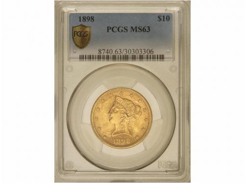 ESTADOS UNIDOS. 10 Dólares. 1898. AU. Coronet Head. Encapsul