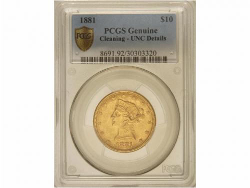 ESTADOS UNIDOS. 10 Dólares. 1881. AU. Coronet Head. Encapsul