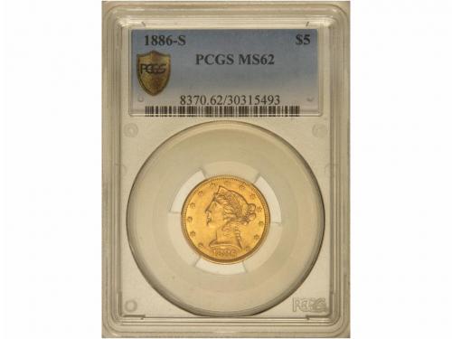 ESTADOS UNIDOS. 5 Dólares. 1886-S. SAN FRANCISCO. AU. Corone