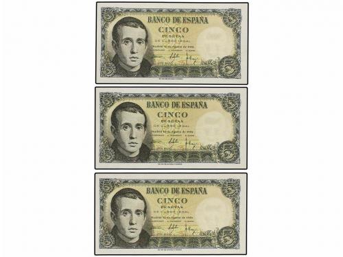 ESTADO ESPAÑOL. Lote 6 billetes 5 Pesetas. 16 Agosto 1951. B