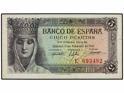ESTADO ESPAÑOL. Lote 2 billetes 5 Pesetas. 13 Febreo 1943. I
