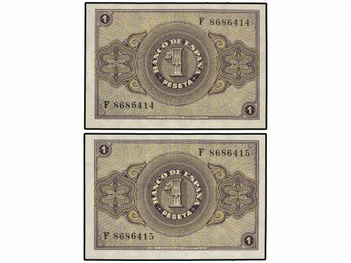 ESTADO ESPAÑOL. Lote 2 billetes 1 Peseta. 12 Octubre 1937. S