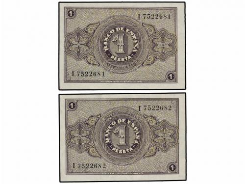 ESTADO ESPAÑOL. Lote 2 billetes 1 Peseta. 30 Abril 1938. Ser