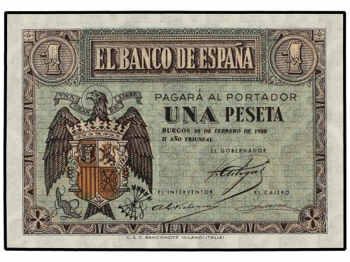 ESTADO ESPAÑOL. Lote 2 billetes 1 Pesseta. 28 Febrero 1938. 