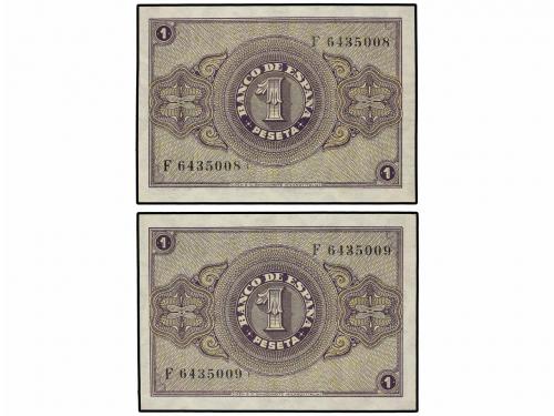 GUERRA CIVIL, ZONA REPUBLICANA. Lote 2 billetes 1 Peseta. 28