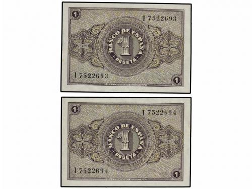 ESTADO ESPAÑOL. Lote 2 billetes 1 Peseta. 30 Abril 1938. Ser