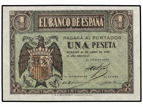 ESTADO ESPAÑOL. Lote 2 billetes 1 Peseta. 30 Abril 1938. Ser