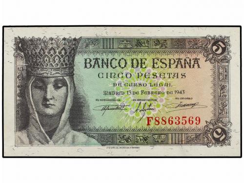 ESTADO ESPAÑOL. Lote 2 billetes 5 Pesetas. 13 Febrero 1943. 