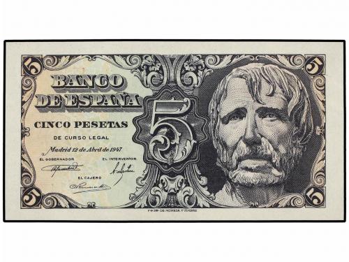 ESTADO ESPAÑOL. Lote 2 billetes 5 Pesetas. 12 Abril 1947. Sé