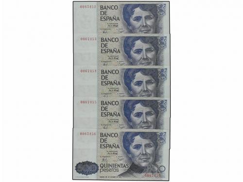 JUAN CARLOS I. Lote 10 billetes 500 Pesetas. 23 Octubre 1979