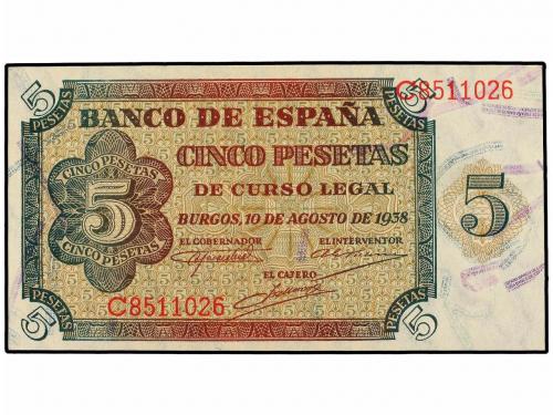 ESTADO ESPAÑOL. Lote 2 billetes 5 Pesetas. 10 Agosto 1938. S