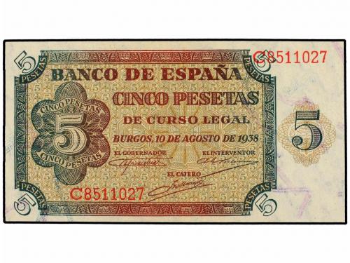 ESTADO ESPAÑOL. Lote 2 billetes 5 Pesetas. 10 Agosto 1938. S