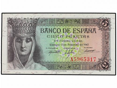 ESTADO ESPAÑOL. Lote 2 billetes 5 Pesetas. 13 Febrero 1943.