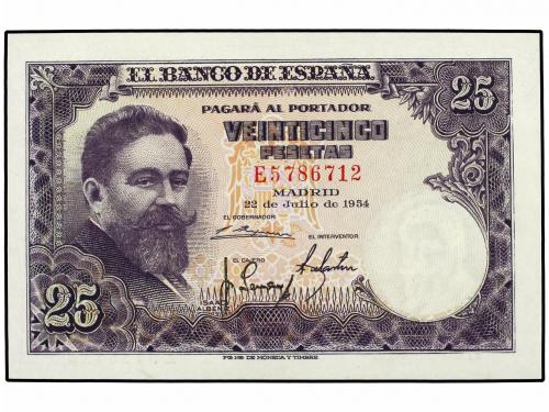 ESTADO ESPAÑOL. Lote 2 billetes 25 Pesetas. 22 Julio 1954. A