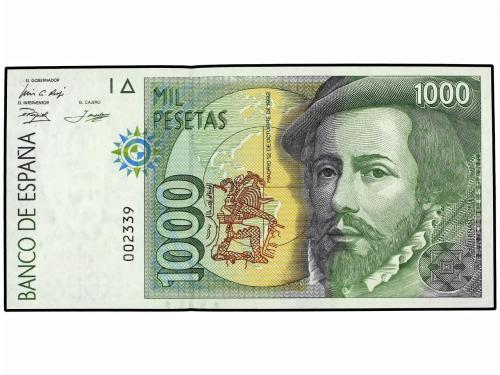 JUAN CARLOS I. Lote 2 billetes 1.000 Pesetas. 12 Octubre 199