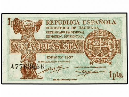 GUERRA CIVIL, ZONA REPUBLICANA. Lote 2 billetes 1 Peseta. 19