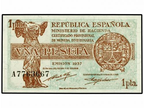 GUERRA CIVIL, ZONA REPUBLICANA. Lote 2 billetes 1 Peseta. 19