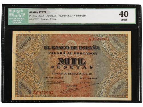 ESTADO ESPAÑOL. 1.000 Pesetas. 20 Mayo 1938. Púlpito de San 