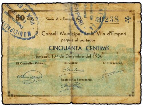 CATALUNYA. 50 Cèntims. 1 Desembre 1936. C.M. d'EMPORI. (Rotu