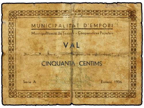CATALUNYA. 50 Cèntims. 1 Desembre 1936. C.M. d'EMPORI. (Rotu