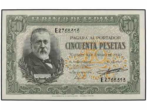 ESTADO ESPAÑOL. Lote 2 billetes 50 Pesetas. 9 Enero 1940. Me