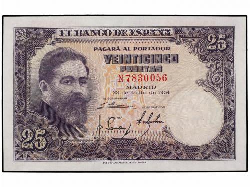 ESTADO ESPAÑOL. Lote 2 billetes 25 Pesetas. 22 Julio 1954. A