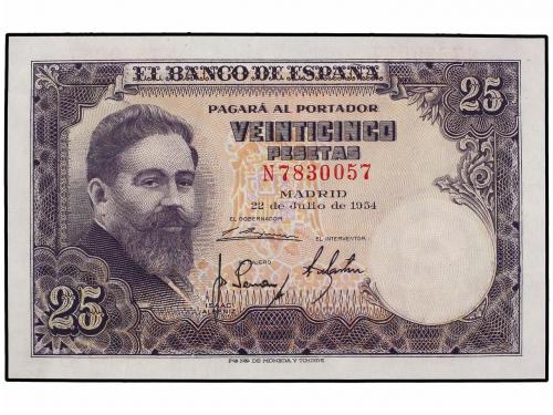 ESTADO ESPAÑOL. Lote 2 billetes 25 Pesetas. 22 Julio 1954. A