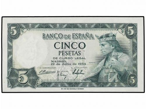 ESTADO ESPAÑOL. Lote 2 billetes 5 Pesetas. 22 Julio 1954. Al