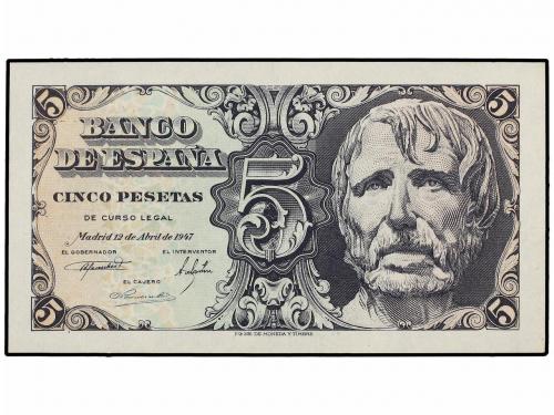 ESTADO ESPAÑOL. Lote 2 billetes 5 Pesetas. 12 Abril 1947. Sé