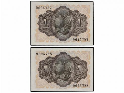ESTADO ESPAÑOL. Lote 2 billetes 1 Peseta. 19 Noviembre 1951.