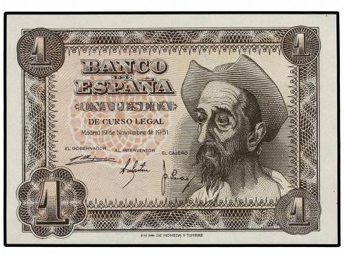 ESTADO ESPAÑOL. Lote 2 billetes 1 Peseta. 19 Noviembre 1951.