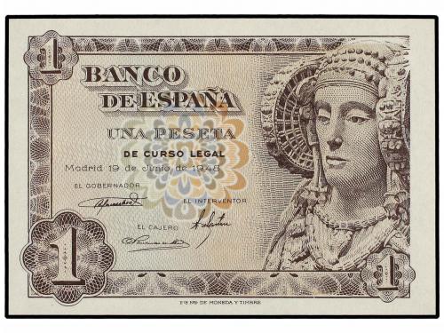 ESTADO ESPAÑOL. Lote 2 billetes 1 Peseta. 19 Junio 1948. Dam