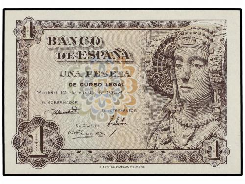 ESTADO ESPAÑOL. Lote 2 billetes 1 Peseta. 19 Junio 1948. Dam