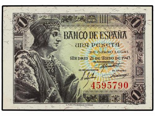 ESTADO ESPAÑOL. Lote 2 billetes 1 Peseta. 21 Mayo 1943. Fern