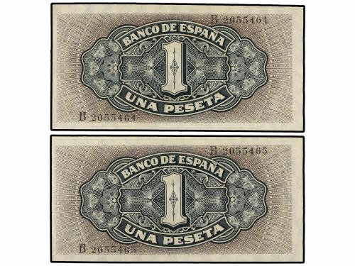 ESTADO ESPAÑOL. Lote 2 billetes 1 Peseta. 4 Septiembre 1940.