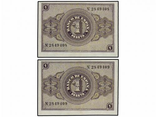 ESTADO ESPAÑOL. Lote 2 billetes 1 Peseta. 30 Abril 1938. Ser
