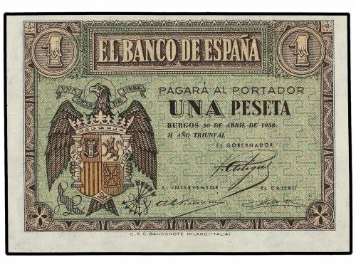 ESTADO ESPAÑOL. Lote 2 billetes 1 Peseta. 30 Abril 1938. Ser