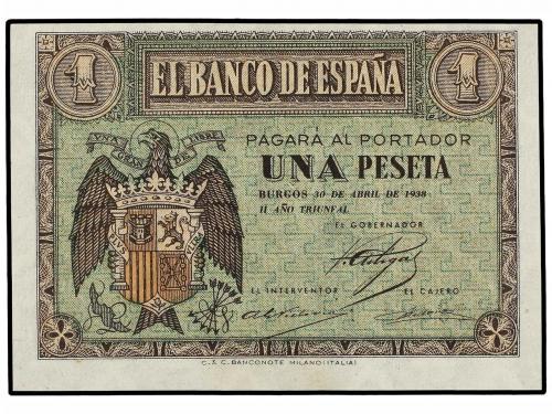 ESTADO ESPAÑOL. Lote 2 billetes 1 Peseta. 30 Abril 1938. Ser