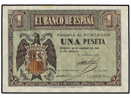 ESTADO ESPAÑOL. Lote 2 billetes 1 Peseta. 28 Febrero 1938. S