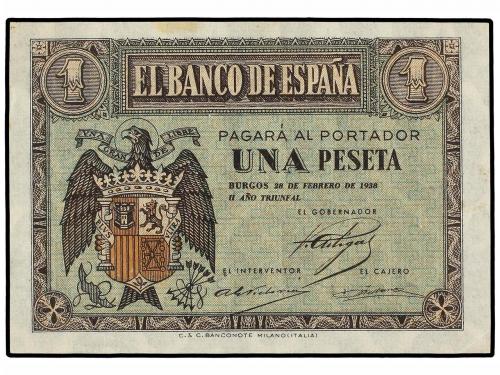 ESTADO ESPAÑOL. Lote 2 billetes 1 Peseta. 28 Febrero 1938. S