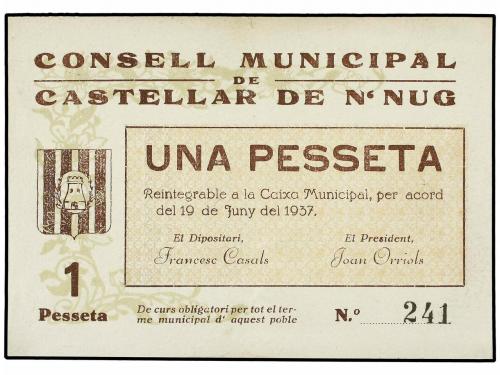 CATALUNYA. 1 Pesseta. 19 Juny 1937. C. M. de CASTELLAR DE N'