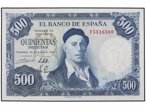 ESTADO ESPAÑOL. Lote 2 billetes 500 Pesetas. 22 Julio 1954. 